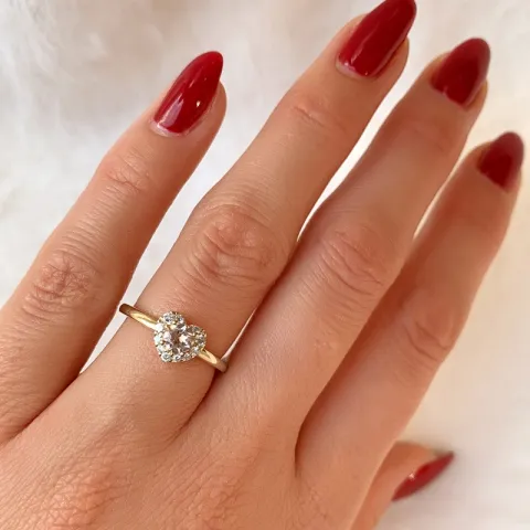 Herz morganit Diamantring in 14 Karat Gold 0,32 ct 0,159 ct