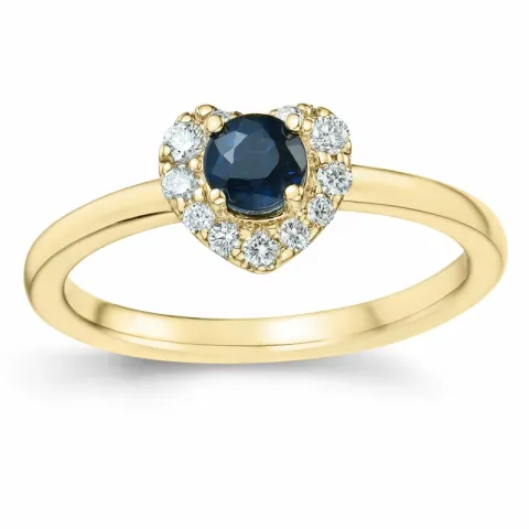 Herz Saphir Diamantring in 14 Karat Gold 0,45 ct 0,159 ct