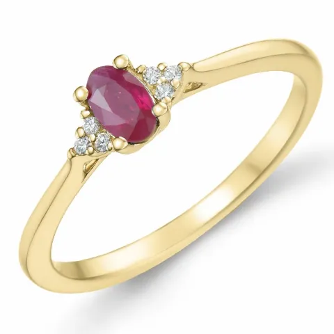 Rubin Diamantring in 14 Karat Gold 0,35 ct 0,03 ct