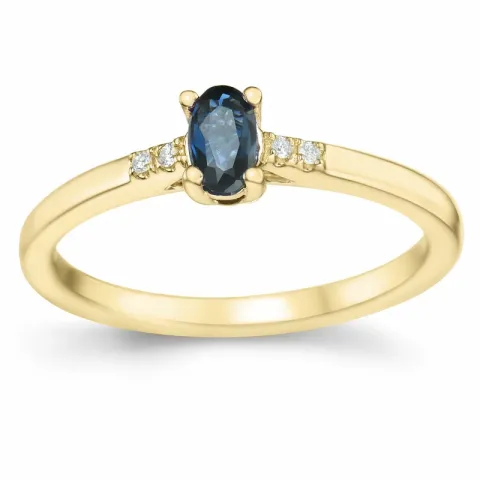 Saphir Brillantring in 14 Karat Gold 0,35 ct 0,02 ct