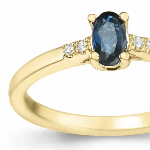 Saphir Brillantring in 14 Karat Gold 0,35 ct 0,02 ct