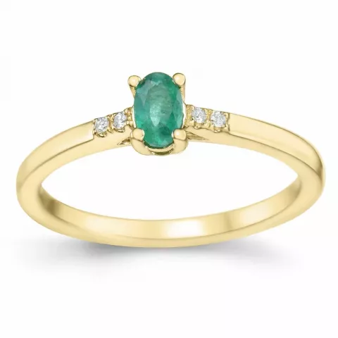 Smaragd Brillantring in 14 Karat Gold 0,25 ct 0,02 ct