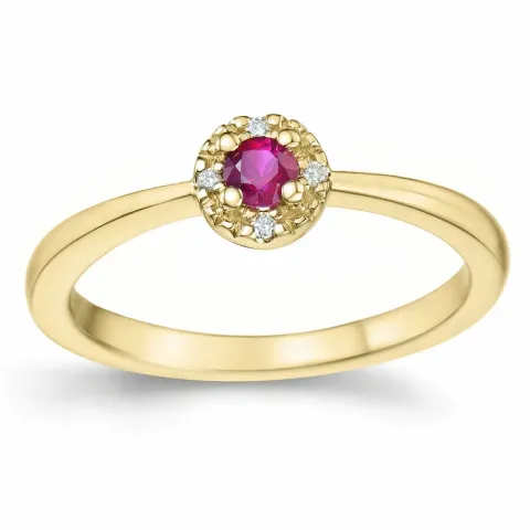 Rubin Brillantring in 14 Karat Gold 0,147 ct 0,02 ct