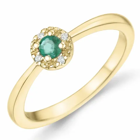 Smaragd Diamantring in 14 Karat Gold 0,133 ct 0,02 ct