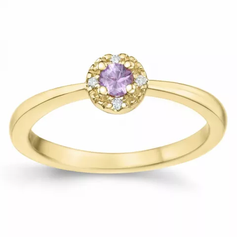 pink Saphir Diamantring in 14 Karat Gold 0,147 ct 0,02 ct