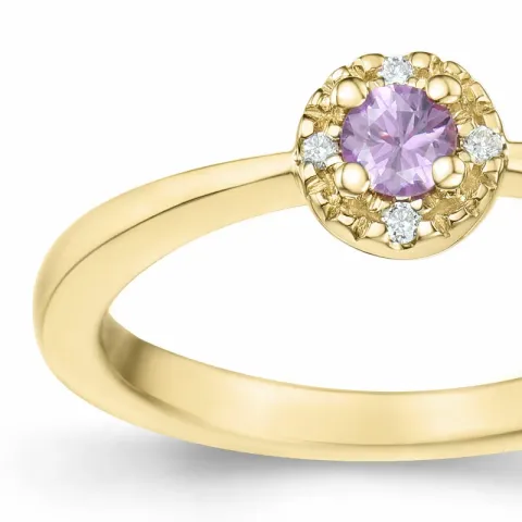pink Saphir Diamantring in 14 Karat Gold 0,147 ct 0,02 ct