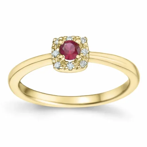 Rubin Brillantring in 14 Karat Gold 0,147 ct 0,04 ct