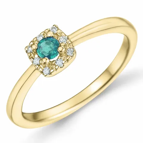 Smaragd Diamantring in 14 Karat Gold 0,133 ct 0,04 ct