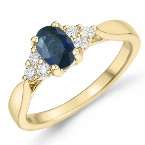 Saphir Brillantring in 14 Karat Gold 0,65 ct 0,14 ct