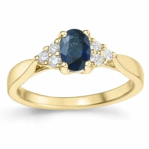 Saphir Brillantring in 14 Karat Gold 0,65 ct 0,14 ct