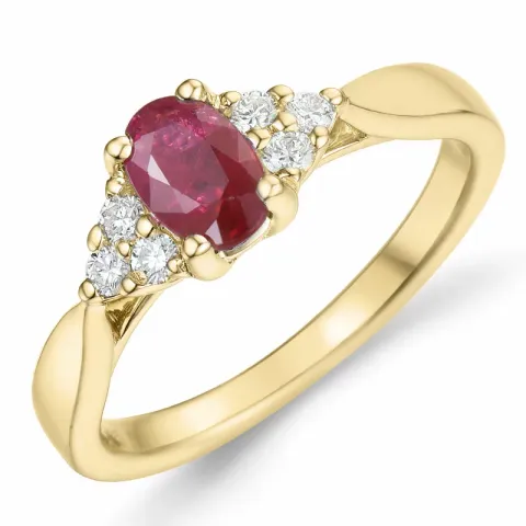 Rubin Diamantring in 14 Karat Gold 0,63 ct 0,14 ct