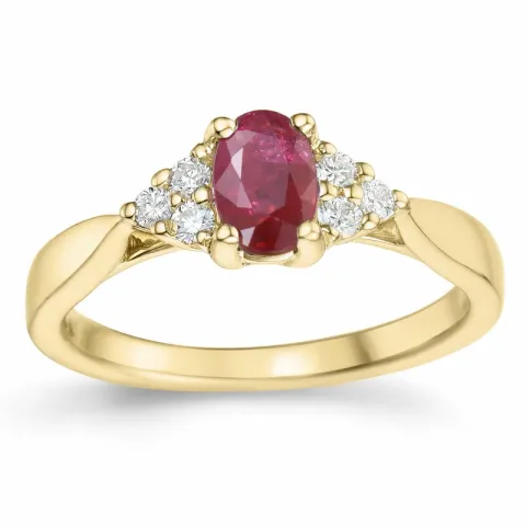 Rubin Diamantring in 14 Karat Gold 0,63 ct 0,14 ct