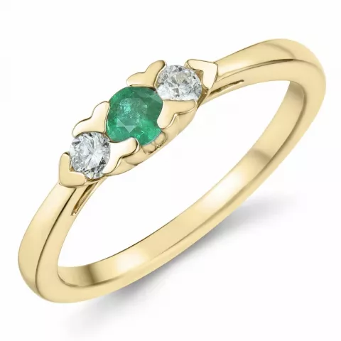 Smaragd Diamantring in 14 Karat Gold 0,207 ct 0,15 ct