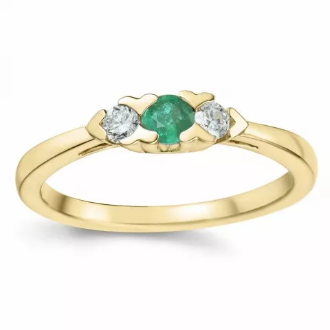 Smaragd Diamantring in 14 Karat Gold 0,207 ct 0,15 ct