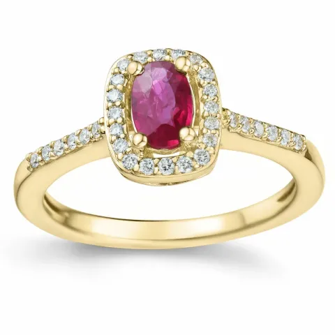 Rubin Diamantring in 14 Karat Gold 0,63 ct 0,164 ct