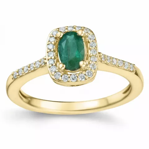 Smaragd Diamantring in 14 Karat Gold 0,47 ct 0,164 ct