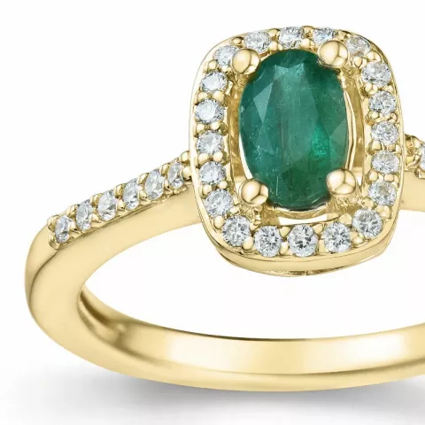 Smaragd Diamantring in 14 Karat Gold 0,47 ct 0,164 ct