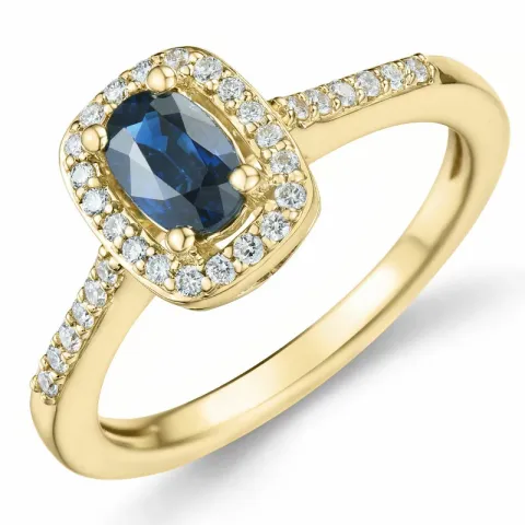 Saphir Diamantring in 14 Karat Gold 0,65 ct 0,164 ct