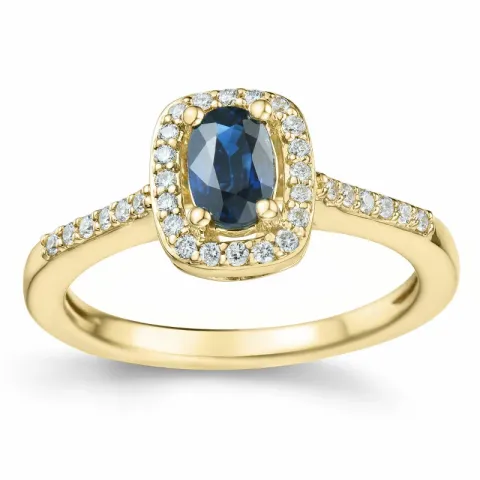 Saphir Diamantring in 14 Karat Gold 0,65 ct 0,164 ct