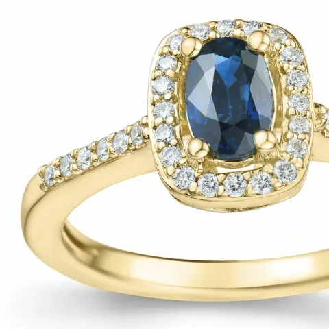 Saphir Diamantring in 14 Karat Gold 0,65 ct 0,164 ct