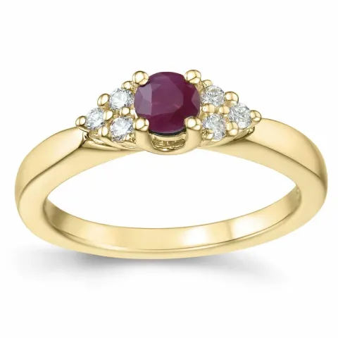 Rubin Diamantring in 14 Karat Gold 0,38 ct 0,12 ct