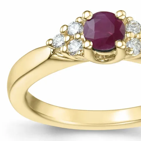 Rubin Diamantring in 14 Karat Gold 0,38 ct 0,12 ct