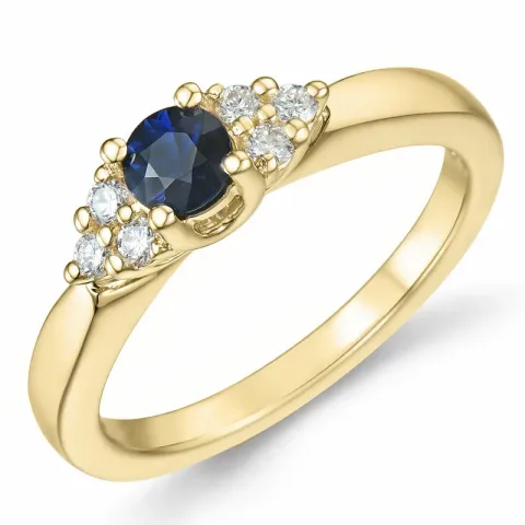 Saphir Brillantring in 14 Karat Gold 0,38 ct 0,12 ct