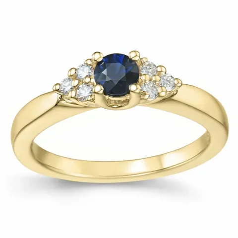 Saphir Brillantring in 14 Karat Gold 0,38 ct 0,12 ct