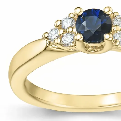 Saphir Brillantring in 14 Karat Gold 0,38 ct 0,12 ct