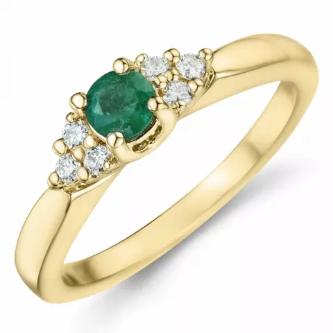 Smaragd Brillantring in 14 Karat Gold 0,27 ct 0,12 ct