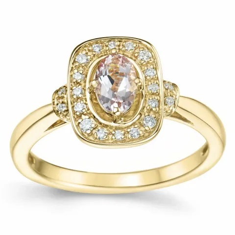 viereckigem morganit Diamantring in 14 Karat Gold 0,42 ct 0,152 ct