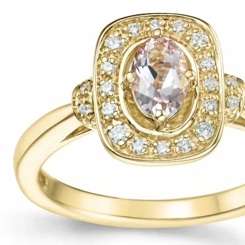 viereckigem morganit Diamantring in 14 Karat Gold 0,42 ct 0,152 ct