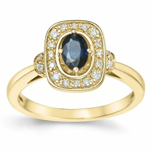 viereckigem Saphir Diamantring in 14 Karat Gold 0,65 ct 0,152 ct