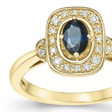 viereckigem Saphir Diamantring in 14 Karat Gold 0,65 ct 0,152 ct