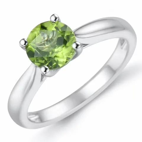 grünem Peridot Solitärring in 14 Karat Weißgold 1,27 ct