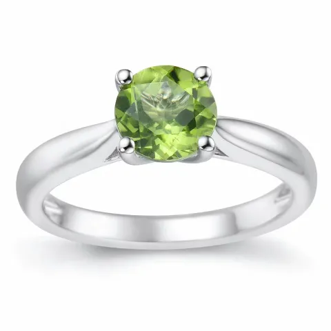 grünem Peridot Solitärring in 14 Karat Weißgold 1,27 ct