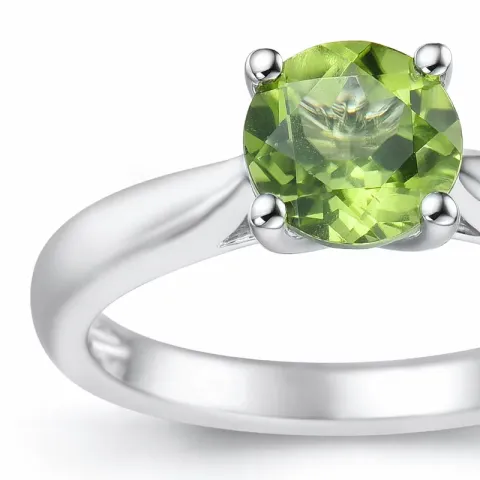 grünem Peridot Solitärring in 14 Karat Weißgold 1,27 ct