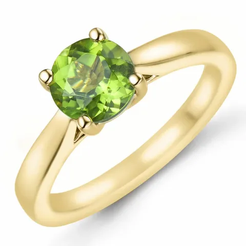 grünem Peridot Solitärring in 14 Karat Gold 1,27 ct