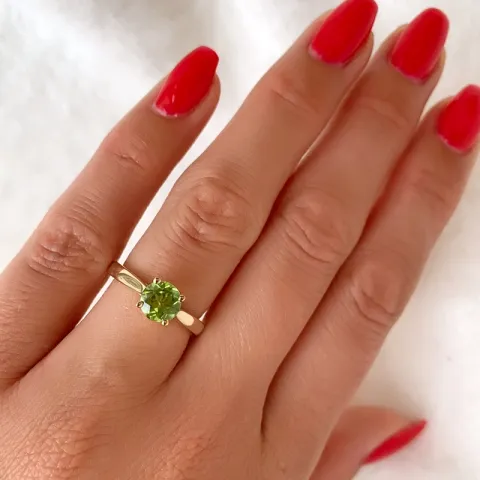 grünem Peridot Solitärring in 14 Karat Gold 1,27 ct