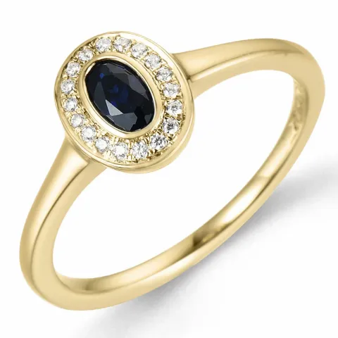 ovaler Saphir Brillantring in 14 Karat Gold 0,35 ct 0,072 ct