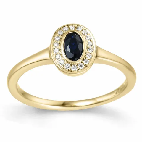 ovaler Saphir Brillantring in 14 Karat Gold 0,35 ct 0,072 ct
