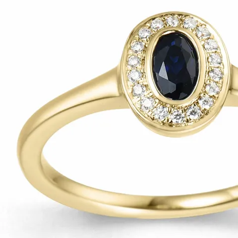 ovaler Saphir Brillantring in 14 Karat Gold 0,35 ct 0,072 ct