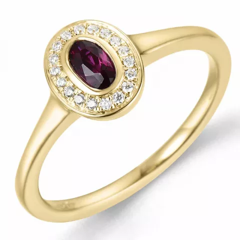 ovaler Rubin Diamantring in 14 Karat Gold 0,35 ct 0,072 ct