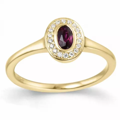 ovaler Rubin Diamantring in 14 Karat Gold 0,35 ct 0,072 ct