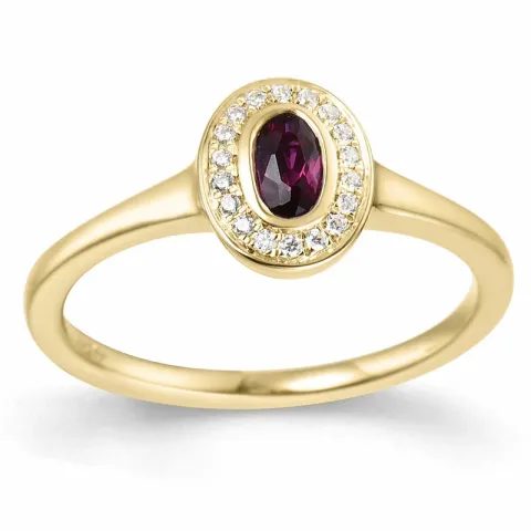 ovaler Rubin Diamantring in 14 Karat Gold 0,35 ct 0,072 ct