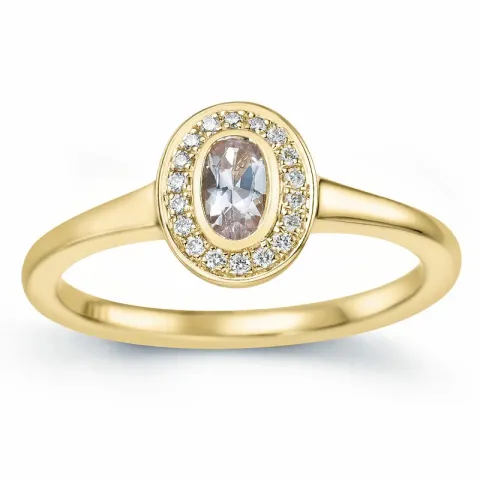 ovaler morganit Brillantring in 14 Karat Gold 0,18 ct 0,072 ct