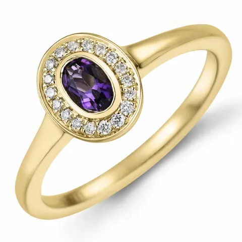 ovaler Amethyst Diamantring in 14 Karat Gold 0,25 ct 0,072 ct