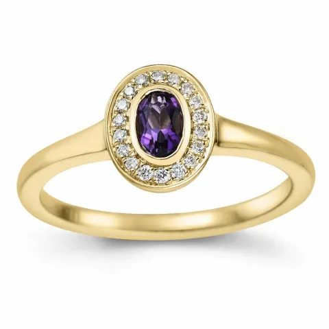 ovaler Amethyst Diamantring in 14 Karat Gold 0,25 ct 0,072 ct