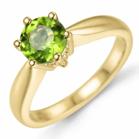 grünem Peridot Solitärring in 14 Karat Gold 1,27 ct