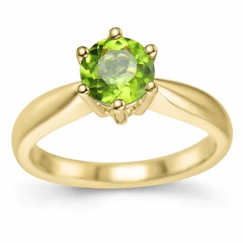 grünem Peridot Solitärring in 14 Karat Gold 1,27 ct